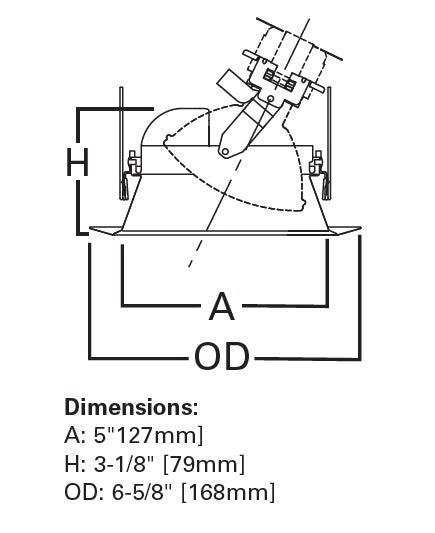 Halo Recessed 5222BB 5" Line Voltage Regressed, Adjustable, Self-Flanged Trim, Black Baffle, White Trim