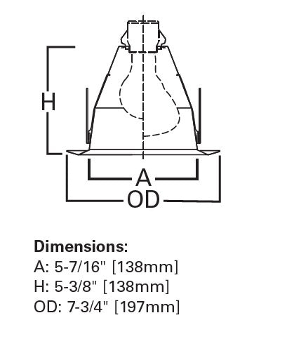 Halo Recessed 6120WH 6" Line Voltage Incandescent Full Cone Reflector, Self-Flange, White Reflector, White Trim