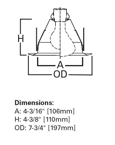 Halo Recessed 6121WH 6" Line Voltage Incandescent Shallow Full Cone Reflector, Self Flange, White Reflector, White Trim