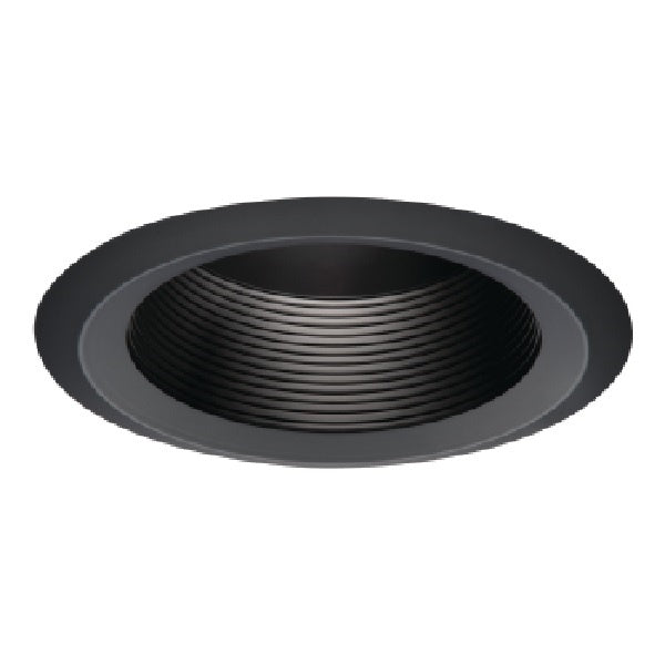 Halo Recessed 6125BKBB 6" Line Voltage Incandescent Full Cone Baffle, Self Flange, Black Baffle, Black Trim