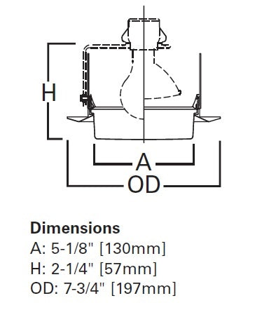Halo Recessed 6160WH 6" Line Voltage Drop Opal Plastic Lens Shower Trim, Self-flange, White Trim