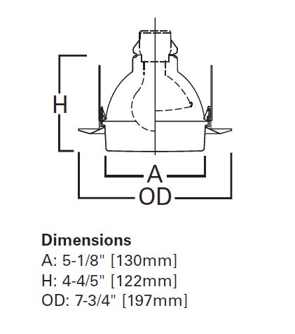 Halo Recessed 6162WH 6" Line Voltage Drop Opal Plastic Lens Shower Trim, Reflector, Self-flange, White Trim