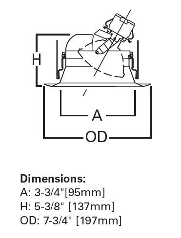 Halo Recessed 6222WB 6" Line Voltage Regressed Adjustable 45 Degree Tilt Max, Self-Flange, White Baffle, White Trim