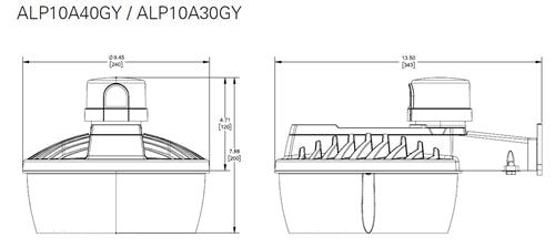Halo ALS10A40GY 76.4W LED Site and Area Light, 10,000 Lumens, 4000K, Photocontrol, Gray