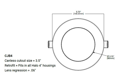 Halo Recessed CJB4069FS1EMWR-12P4" 2-in-1 Installation Canless LED Downlight, 600 Lumens, Field-Selectable CCT 2700/3000/3500/4000/5000K, 90 CRI, 120V LE/TE Phase Cut Dimming to 10%, Integrated JBox, Matte White, 12 Pack