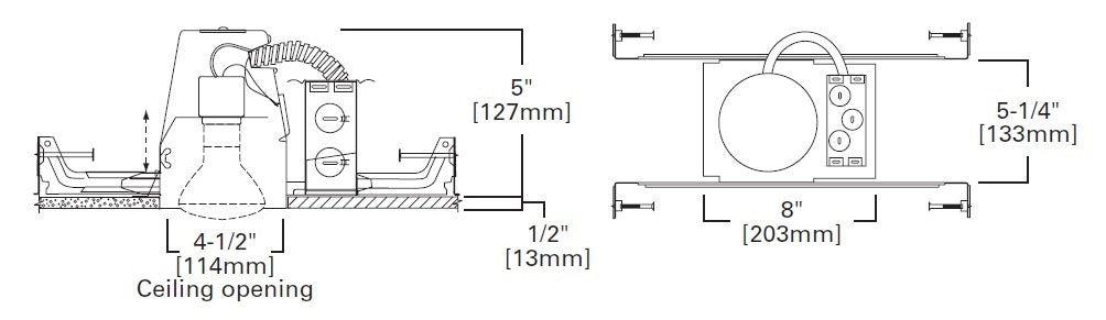Halo Recessed E4TATSB 4" New Construction LED, Air Tight, Non-IC Type Housing with Adjustable Socket Bracket