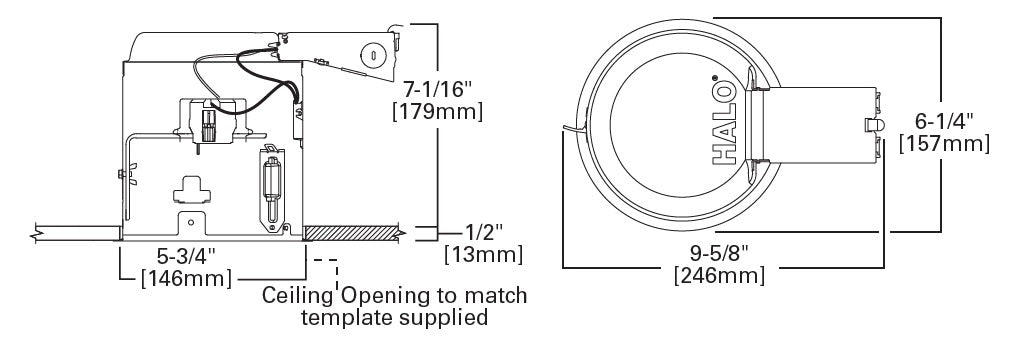 Halo Recessed E5RTAT 5" Line Voltage Remodel Non-IC Type Housing, E26 Screw Base, Air Tight, 120V