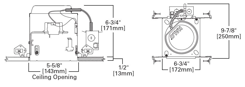 Halo Recessed E5TAT 5" Line Voltage New Construction Non-IC Type Housing, E26 Screw Base, Air Tight, 120V