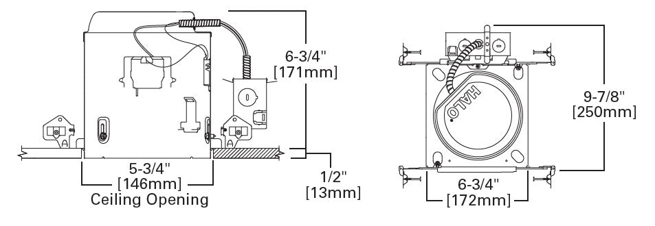 Halo Recessed E5TATNB 5" Line Voltage New Construction Non-IC Type Housing, No Bracket, E26 Screw Base, Air Tight, 120V