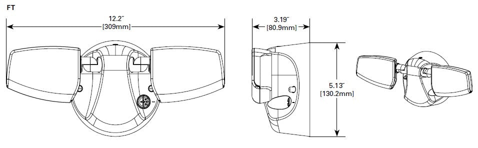 Halo FT18VCIB 13W LED Twin Floodlight, 1300 Lumens, Selectable CCT 3000K, 4000K, 5000K, Integrated Photocell, Bronze