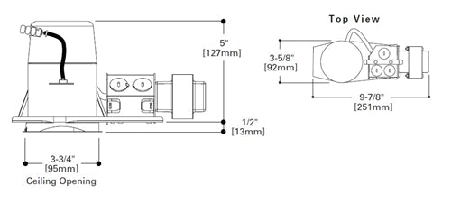 Halo Recessed H36LVRTAT 3" Remodel, Air Tight, 12V MR16, GU5.3 Socket, Non-IC Type Housing