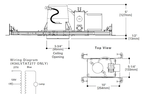 Halo Recessed H36LVTAT 3" New Construction, Air Tight, 12V MR16, GU5.3 Socket, Non-IC Type Housing