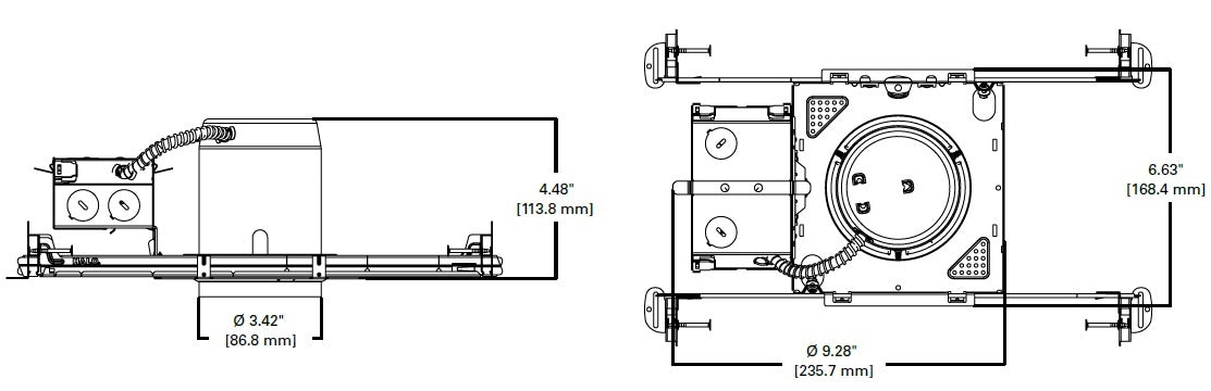 Halo Recessed H36PAR16ICAT 3" Shallow Line Voltage New Construction Housing for LED PAR16 Lamps