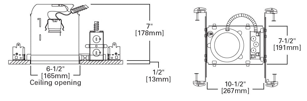 Halo Recessed H7ICATNB 6" New Construction Line Voltage IC Type Housing, Air Tight, No Bracket, 120V