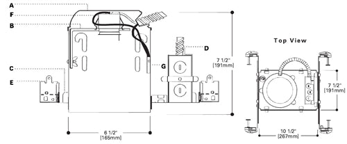 Halo Recessed H7T 6" New Construction Line Voltage and Low Voltage Non-IC Type Housing, Air Tight