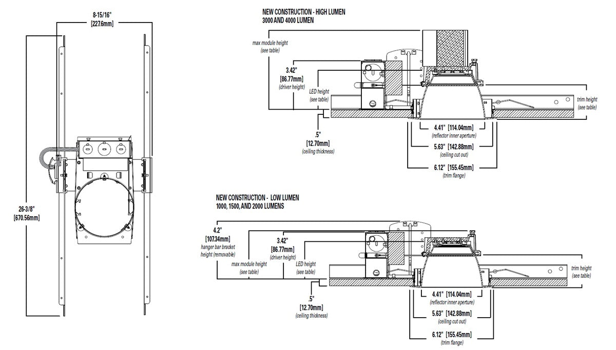 Halo Recessed Commercial HC430D010 4" New Construction and Remodeler Housing, 3000 Lumens, 120-277V, 0-10V, 1%-100% Dimming