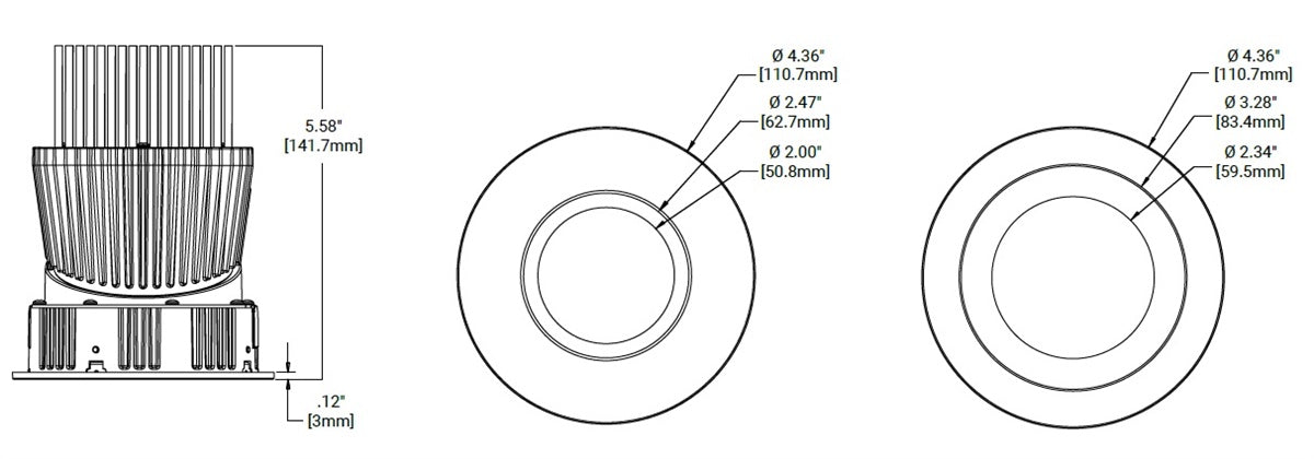 Halo Recessed HL36AR13D2WED010ICAT 3" Round Shallow Directional IC Remodel Housing, 13W, No Optic, 90 CRI, 3000K CCT, Dim to Warm, 120V Phase Cut 1% Dimming, 120-277V 0-10V 1% Dimming