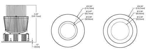 Halo Recessed HL36AR20935ED010TAT 3" Round Shallow Directional Remodeler Housing, 20W, 90 CRI, 3500K Color Temperature, 120-277V, 0-10V 1% Dimming, Thermally Protected and Airtight