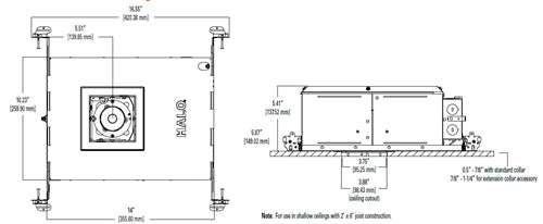 Halo Recessed HL36SA15SPD2WED010ICAT 3" Square LED Housing, 15W, Spot Distribution, Dim-to-Warm Technology, 120V Phase Cut 1% Dimming, 120-277V 0-10V 1% Dimming