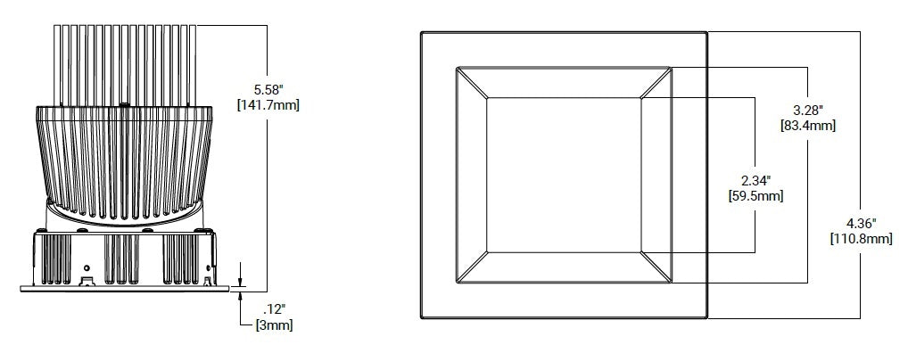 Halo Recessed HL36SAR13SP940ED010ICAT 3" Square Shallow Directional Remodeler Housing, 13W, Spot Distribution, 90 CRI, 4000K Color Temperature, 120-277V, Cut 1% Dimming, 0-10V 1% Dimming, Insulation Contact and Airtight