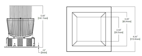 Halo Recessed HL36SAR20930ED010TAT 20W 3" Square Shallow Directional Remodeler Housing, No Optic, 90 CRI, 3000K, 120-277V 0-10V 1% Dimming/ 120V Edge Phase Cut 1% Dimming, Thermally Protected and Airtight