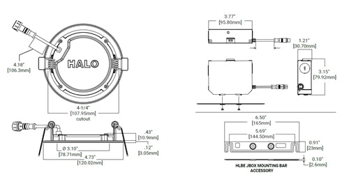 Halo HLB4LSFS5 4" Round Slim Canless LED Downlight, 700/850/1000 Selectable Lumens, 90 CRI, Selectable CCT 2700/3000/3500/4000/5000K, 5% Phase Cut LE/TE Dimming, 120V 60Hz, Matte White