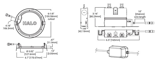 Halo Recessed HLB6099BLE40AWH Smart 6" LED Lens Downlight with Bluetooth Mesh Connectivity and Remote Driver/ Junction Box, 900 Lumens, 90 CRI, Matte White Baffle