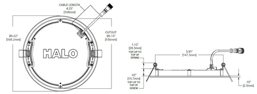 Halo HLBSL609FS5 6" Round Canless LED Downlight, 900 Lumens, 90 CRI, Selectable CCT 2700K, 3000K, 3500K, 4000K, 5000K, 10% Phase Cut LE/TE Dimming, 120V 60Hz, Matte White
