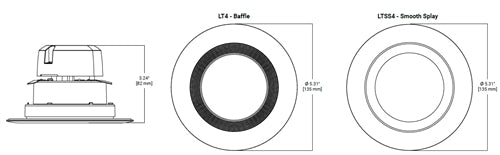 Halo Recessed LT4069FS231EWHR 4" All-Purpose LED Retrofit Module, Baffle Trim, 600 Lumens, 90 CRI, 2700K, 3000K, 3500K Selectable CCT, 120V, Phase Cut 10% Dimming, Matte White Flange