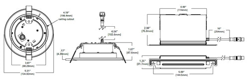 Halo Recessed LT4069FS351EWHDMR 4" LED Canless Direct Mount Module, 600 Lumens, 90 CRI, 3000K, 4000K, 5000K Selectable CCT, 120V, Phase Cut 10% Dimming, Matte White Flange
