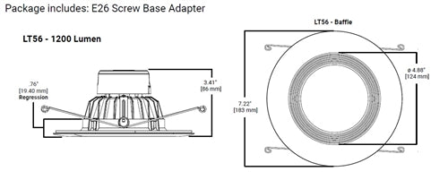 Halo Recessed LT56129FS1EWH 5/6 Inch LED Retrofit Module with Baffle, 1200 Lumens, 90 CRI, 2700K, 3000K, 3500K, 4000K, 5000K Selectable CCT, Phase Cut 10% Dimming, Matte White