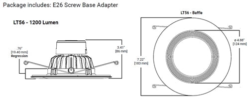 Halo Recessed LT56129FS1EWH 5/6 Inch LED Retrofit Module with Baffle, 1200 Lumens, 90 CRI, 2700K, 3000K, 3500K, 4000K, 5000K Selectable CCT, Phase Cut 10% Dimming, Matte White