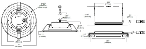 Halo Recessed LT6089FS231EWHDMR 6" LED Canless Direct Mount Module, 800 Lumens, 90 CRI, 2700K, 3000K, 3500K Selectable CCT, 120V, Phase Cut 10% Dimming, Matte White Flange
