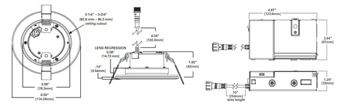 Halo Recessed LTC305FS5B 3" Recessed Canless LED Downlight, 550 Lumens, 90 CRI, 2700K/3000K/3500K/4000K/5000K CCT Selectable, 120V 60Hz, LE & TE Phase Cut 10% Dimming, Matte White