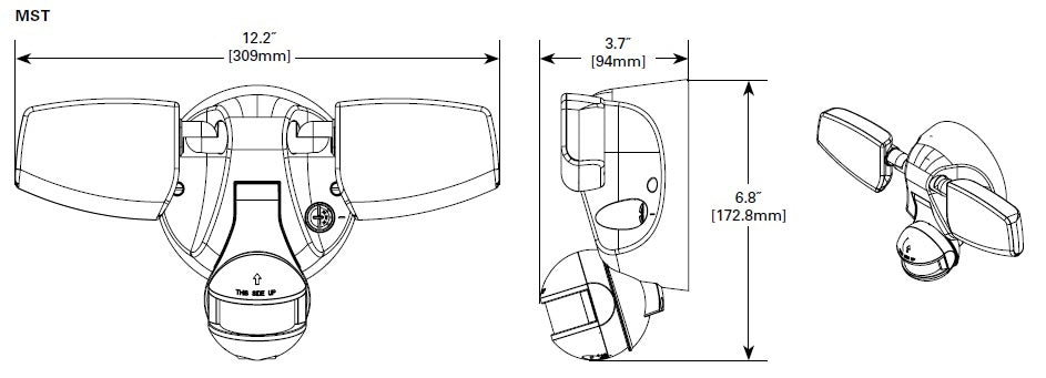 Halo MST18VCW 13W Motion Square Twin Floodlight, 1300 Lumens, Selectable CCT 3000K, 4000K, 5000K, White