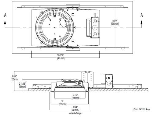 Halo Recessed Commercial PR810D010 8" New Construction or Remodel Shallow Lens LED Housing, 1000 Lumens, 120-277V 50/60Hz, 0-10V, 100% to 1% dimming