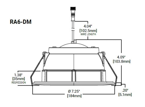 Halo Recessed RA6LS9FSD2W1EWHDM 6" Adjustable Canless LED Downlight, 600/900 Selectable Lumens, 90 CRI, 6-Color Field-SeleCCTable: 2700K, 3000K, 3500K, 4000K, 5000K, Dim-to-Warm, 5% Phase Cut LE/TE Dimming, 120V 60Hz, Matte White