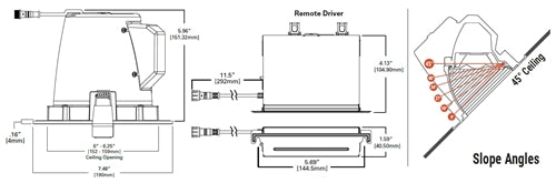 Halo Recessed RLS6159FS1EWHDMR 6" Slope Ceiling LED Direct Mount Module, 2700-5000K, 1500 Lumens, White Finish