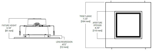 Halo Recessed RSQ6LS9FSD2W1EWH 6" Square All-Purpose LED Retrofit Module, 600/1000 Lumens, 90 CRI, Field Selectable 2700K-5000K, 120V, Matte White Flange and Baffle