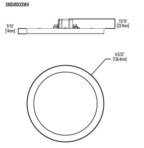 Halo Recessed SMD4R69SWH 4" Round LED Surface Mount Downlight, 600 Lumens, 90 CRI, 2700K, 3000K, 3500K, 4000K or 5000K, White Finish