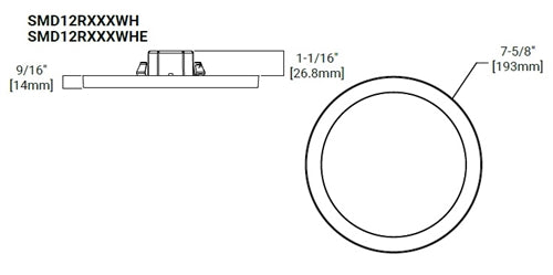 Halo Recessed SMD6R129SWHE 6" Round LED Surface Mount Downlight, 1200 Lumens, 90 CRI, 2700K-5000K Field Selectable CCT, Matte White, 120-277V