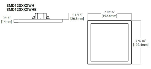 Halo Recessed SMD6S129SWH 6" Square LED Surface Mount Downlight, 1200 Lumens, 90 CRI, 2700K-5000K Field Selectable CCT, Matte White, 120V