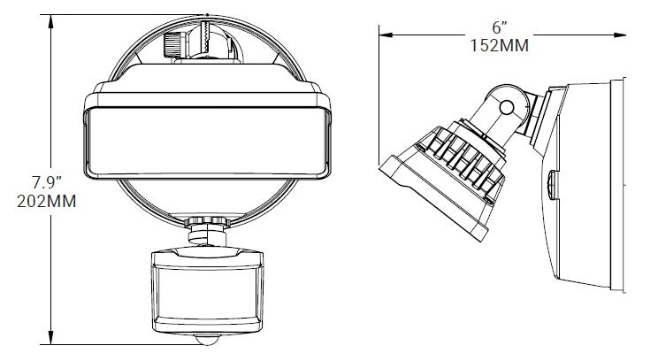 Halo TGS3S401DSRB Single Square Head Residential Dusk-to-Dawn Sensor LED Floodlight, 3000 Lumens, 4000K Color Temperature, Black