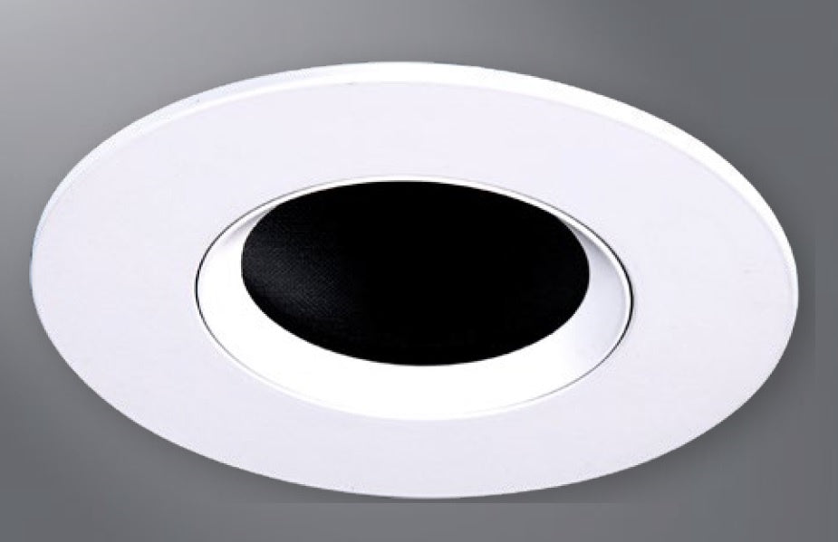 Halo Recessed TL3PIN2GMBBB 2" Aperture Pinhole With Oculus, Lens Self-Flanged Trim, Micro-Prismatic Lens, Matte Black Flange, Black Oculus