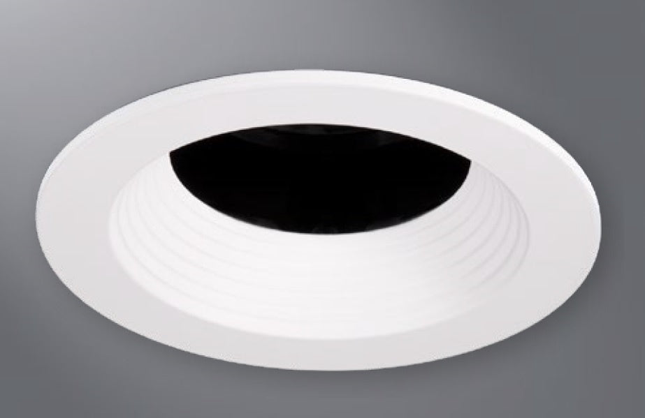 Halo Recessed TL3R2GBBWF 3.25" Aperture Conical Reflector, Open Self-Flanged Trim, Micro-Prismatic Lens, Matte Black Baffle, Matte White Flange