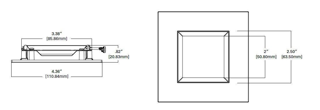 Halo Recessed TLS3PIN2GORBBB 2" Aperture Square Pinhole with Oculus, Open, Self-Flanged Trim, Micro-Prismatic Lens, Oil Rubbed Bronze Flange, Black Oculus