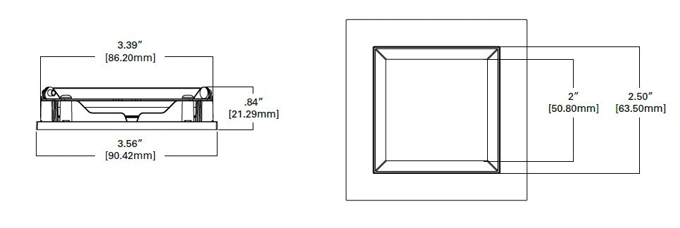 Halo Recessed TLS3PINMWWBRL 2" Aperture Square Pinhole with Oculus, Open, Rimless Trim, Matte White Flange, White Oculus