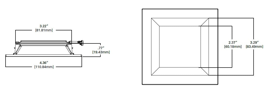 Halo Recessed TLS3PR2GMW 3.25" Aperture Square Polymer Reflector, Lens, Self Flanged Trim, Micro-Prismatic Lens, Matte White Reflector and Flange