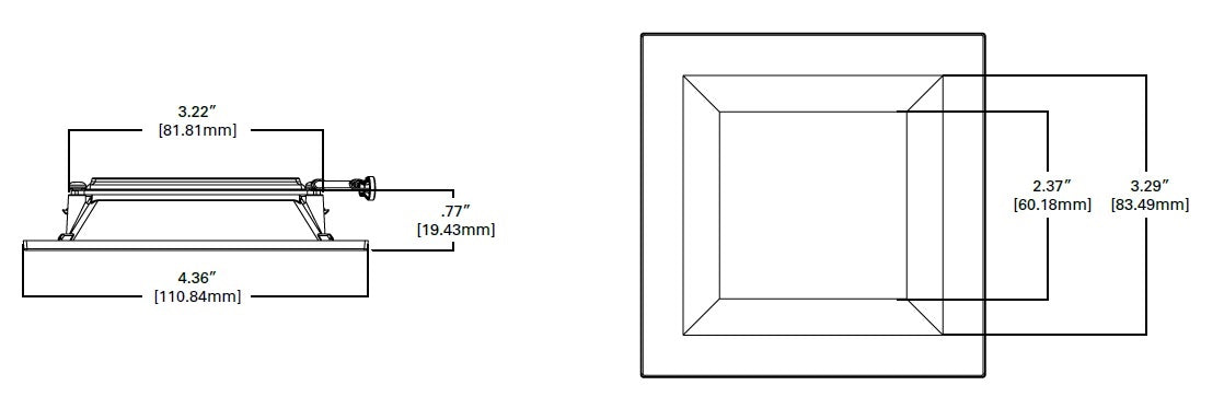 Halo Recessed TLS3RMW 3.25" Aperture Square Reflector, Open, Self-Flanged Trim, Matte White Reflector and Flange