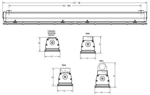 Holophane EMXH L48 10000LM FGCL MD MVOLT GZ10 30K 90CRI 48" Petrolux Hazardous Location LED Low Bay Light, 10000 Lumens, Flat Clear Glass, .125" Thick, Medium Distribution, 120-277V, 0-10V Dimming, 5000K, 80 CRI